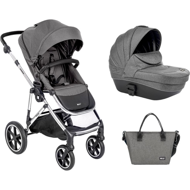 KIKKABOO Thea 2-in-1 yhdistelmävaunut muovisella kantokopalla Dark Grey