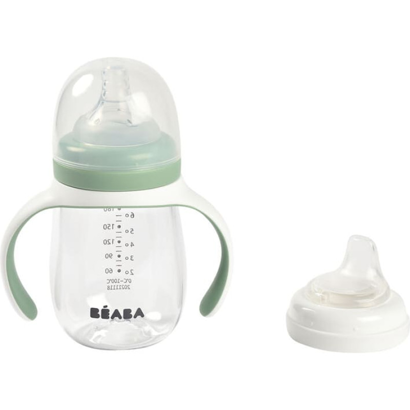 Beaba / Red Castle harjoittelupullo BEABA 2-in-1, 210 ml, SAGE GREEN