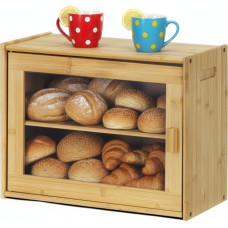 Springos Two-tier bread bin, bread storage container, kitchen bread cabinet, bamboo