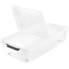 Keeeper Laatikko kannella ja pyörillä Underbed Box Leo 77x38x16 cm 33L Läpinäkyvä