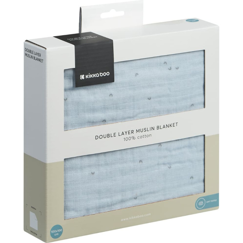 KIKKABOO Kaksikerroksinen musliinipeitto 100x100 cm Stripy Friends