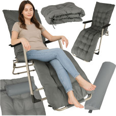 LUARO kokoontaitettava puutarha- ja retkituoli tyynyllä, harmaa