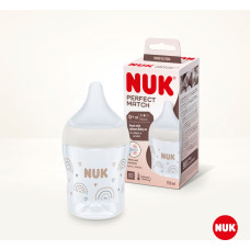 NUK 10215015 – Perfect Match tuttipullo lämpötilansäädöllä, silikoni ”Sateenkaari”, S-koko, 150 ml