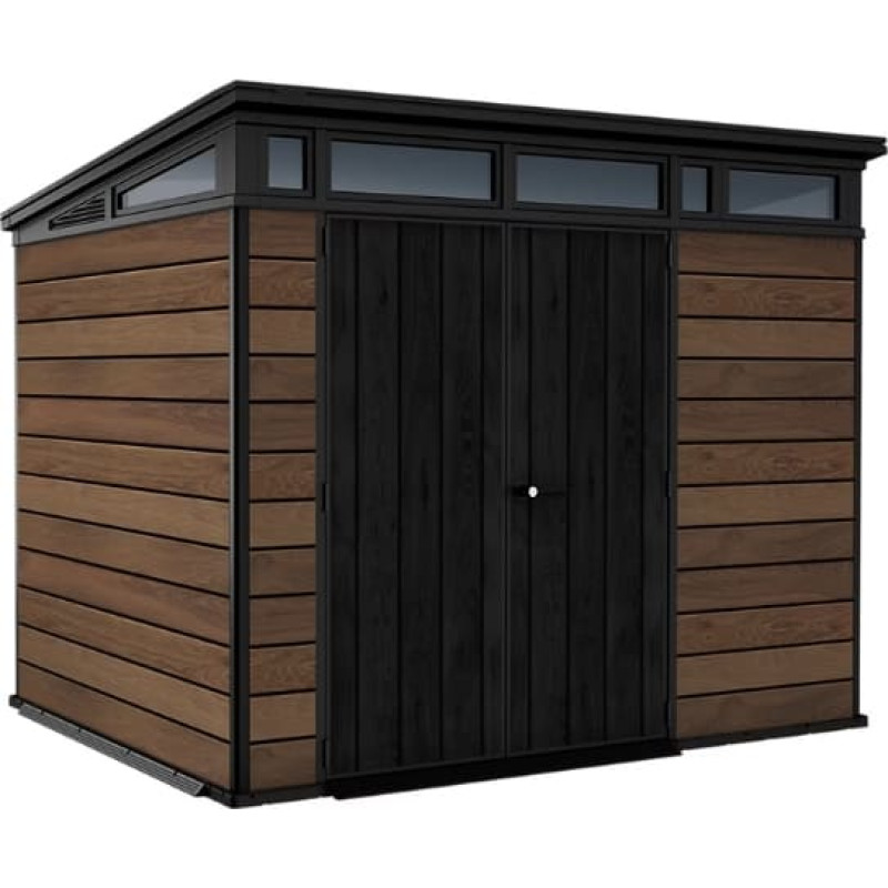 Keter trädgårdsskjul Deco Pent 9×7, valnötsfärg