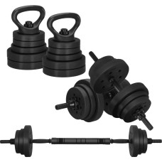 Springos käsipainot Springos® FA1680A+FA1680B, säädettävä setti 40 kg, bitumitäyte, 16 levyä + 2 tankoa