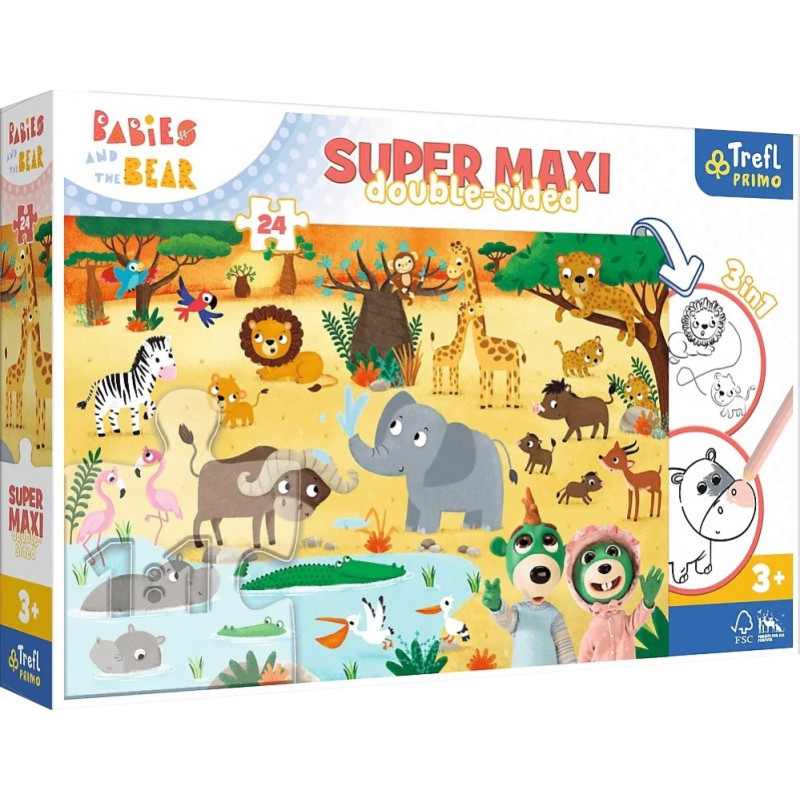 Trefl 41009 Puzzle 24 SUPER MAXI Bobaski na safari