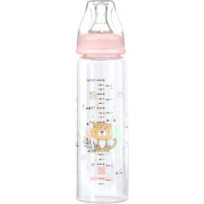 Glass feeding bottle 240ml Savanna Pink