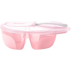 Two compartment bowl with spoon Tasty Pink