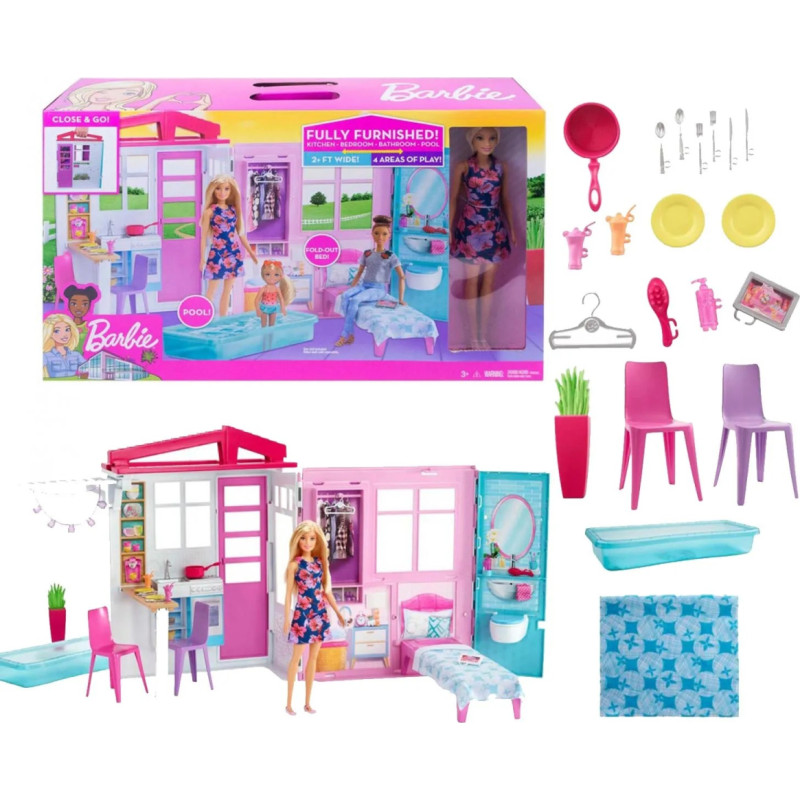 Mattel Barbie Dollhouse with accessories and doll GWY84