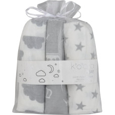 Koala Baby vaippasetti 3 kpl. 07-8281 FLANNEL PRINT GREY 76x76 cm