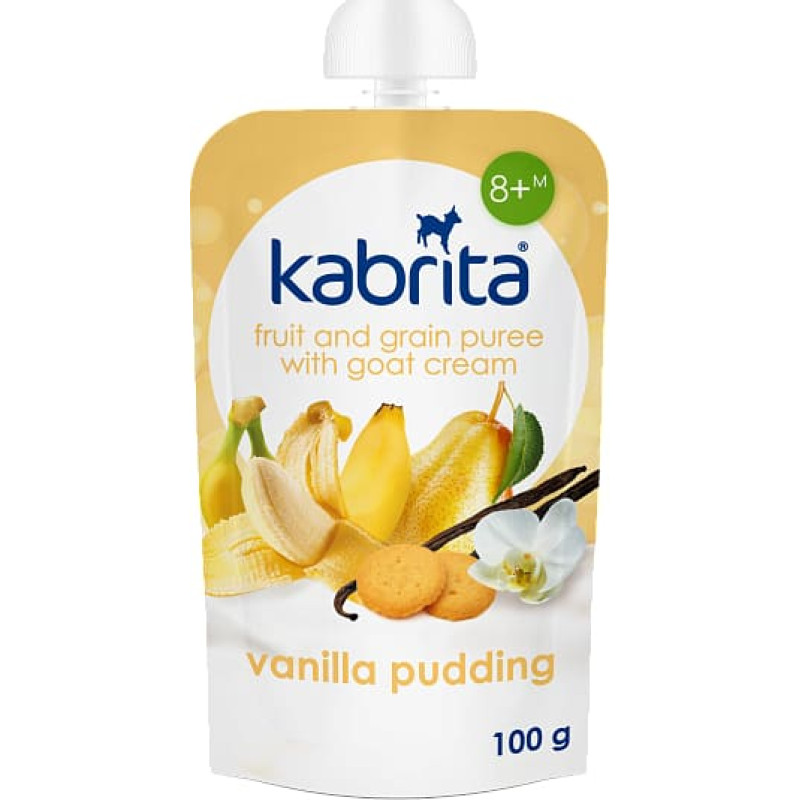 Kabrita Fruit and cereal puree with goat milk cream "Vanilla pudding" for babies from 8 months, 100g