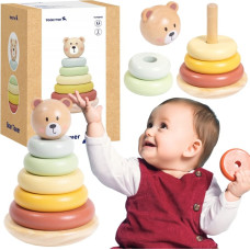 Tooky Toy puinen sensorinen pinottava lelu – karhu
