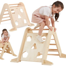 Viga puinen Pikler-kiipeilykolmio tikkailla, Montessori