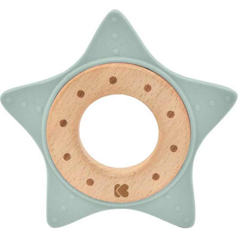 Silicone and wood teether Star Mint