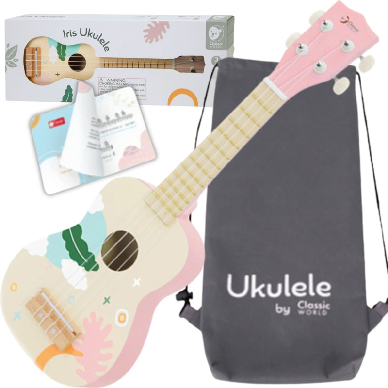 Classic World puinen ukulele – lasten kitara, vaaleanpunainen
