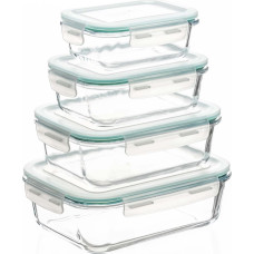 Springos Food storage containers, kitchen with lids, 4 pcs., glass, transparent