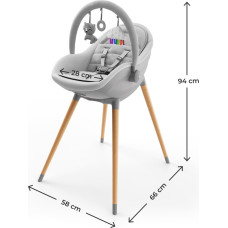 Kinderkraft 2-in-1-syöttötuoli FINI UP, harmaa