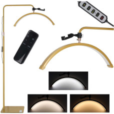Justerbar LED-lampa 36W för ögonfransförlängning, kosmetisk, skuggfri, bågformad, guldfärgad