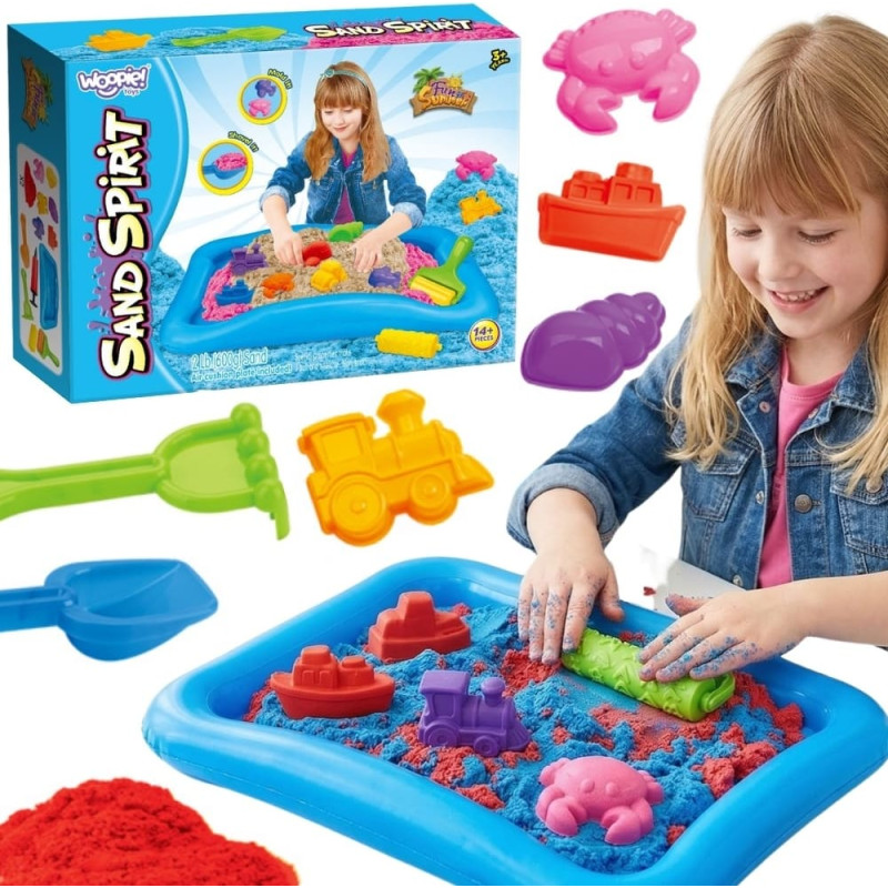 Woopie kineettinen hiekka Magic Pool setti muoteilla ja tarvikkeilla, 3+