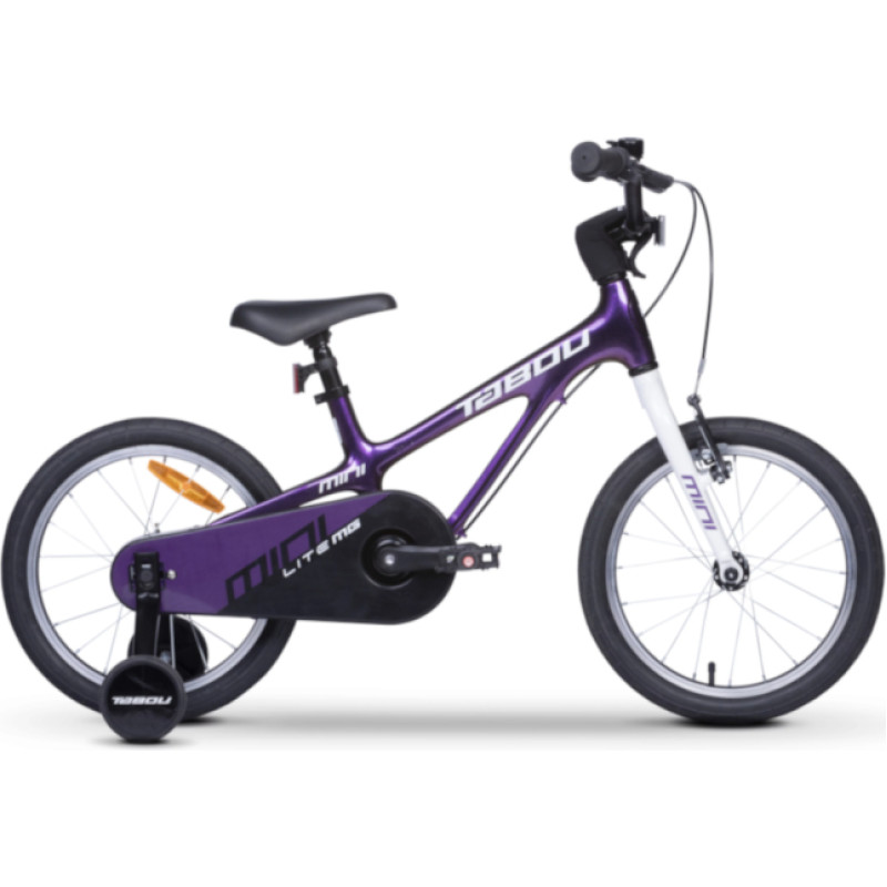 Tabou erittäin kevyt lasten polkupyörä TABOU Mini Lite MG (2025) 18", violetti/valkoinen
