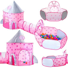 Woopie 3-i-1-tält XXL Prinsesslott – lekhus, tunnel, bollhav