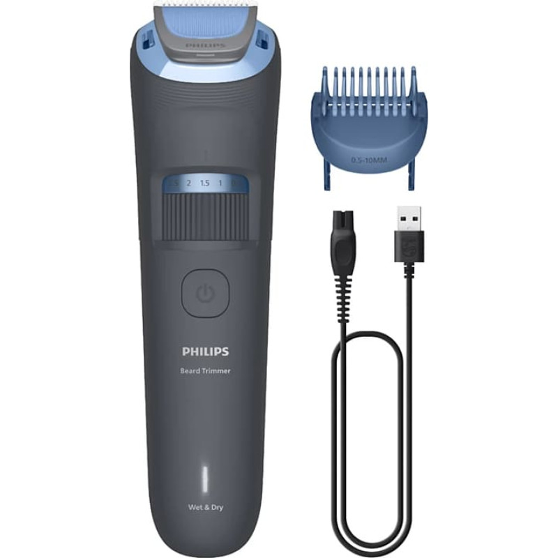 Philips Series 3000 partatrimmeri, harmaa, siniset yksityiskohdat — BT3617/15