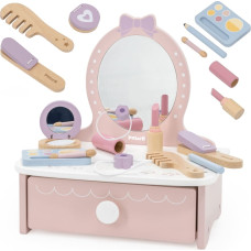 Puinen peilipöytä tarvikkeilla — pienen prinsessan nurkkaus