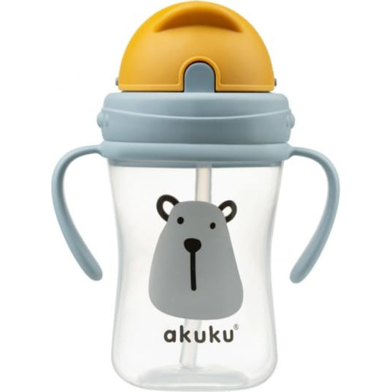 AKUKU Pudelīte ar salmiņu 9m+ 300ml BEAR A0203