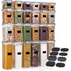 Springos Containers, kitchen organizers for food, set of 24 with stickers, transparent