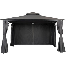 Pergola för utomhusbruk, 4 × 3 m, med nät, mörkgrå
