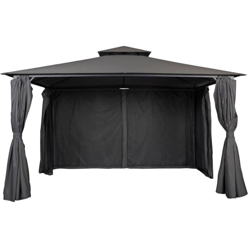 Pergola för utomhusbruk, 4 × 3 m, med nät, mörkgrå