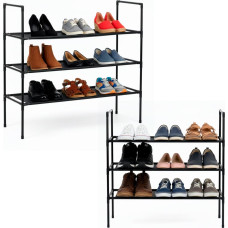 Springos Shoe rack, 3-level shoe rack, metal cabinet with shelves, 70x72x28 cm, black