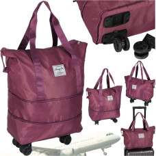 Taitettava matkalaukku pyörillä, saatavana kolmessa koossa, violetin värinen