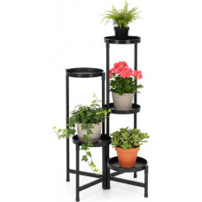 Springos Flower stand 78.5 cm metal flower stand with 5 shelves multi-level loft for living room black