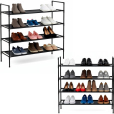 Springos Shoe rack, 4-tier shoe rack, metal cabinet with shelves, 75x72x28 cm, black