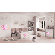 KOCOT KIDS gulta bez atvilktnes ar matraci BABYDREAMS white Fairy with wings 140x70cm