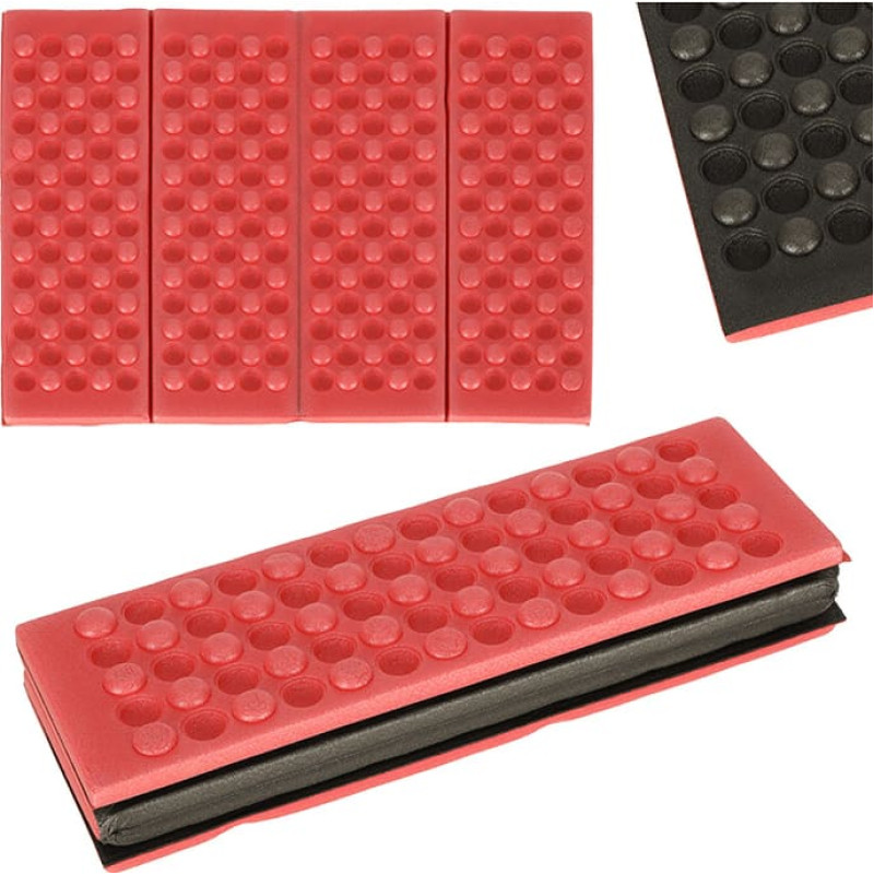 Salokāms putuplasta paklājs tūristu sēdvietām sarkans