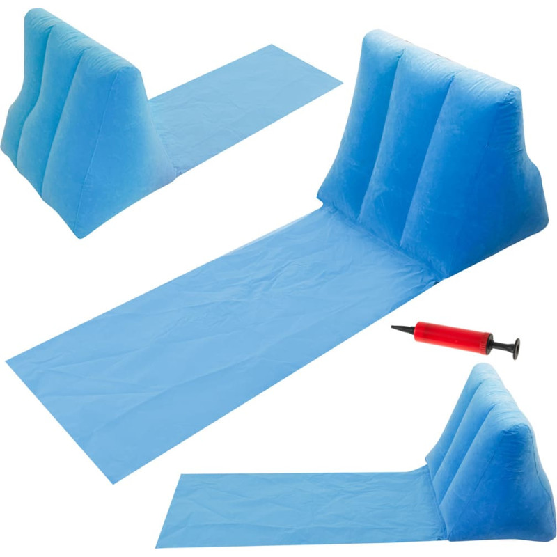 Pludmales paklājiņš ar atzveltni piepūšamais zils