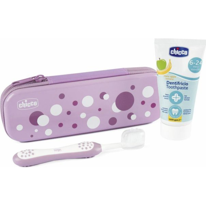 Chicco 175536 TOOTHPASTE+BRUSH+ETUI SET LILAC 6-36M