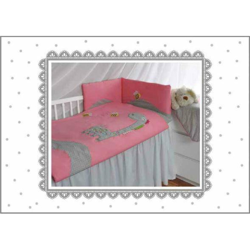 Belisima Baby Bedding set - 3 parts - 135/100/160 - ZABAWNY DINOZAUR - PINK ***