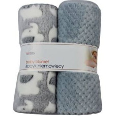 Duet Baby Blanket - 875 - CORAL + PRINT 3D - 2 PACK - size 80x90 - GREY