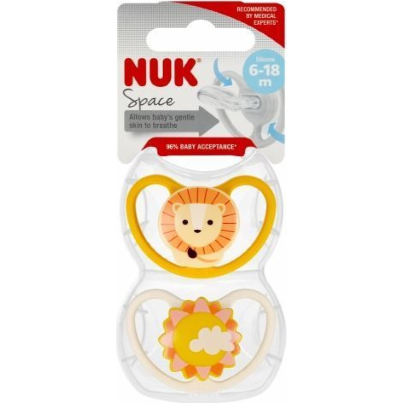 NUK 7421 SM.SIL.SPACE LION 6-18 2PCS/BOX 541377, 736932