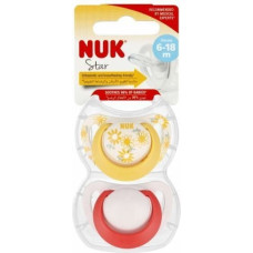 NUK 9018 STAR DAY & NIGHT SILICONE pacifier 6-18 2PCS/BOX 539472, 736726