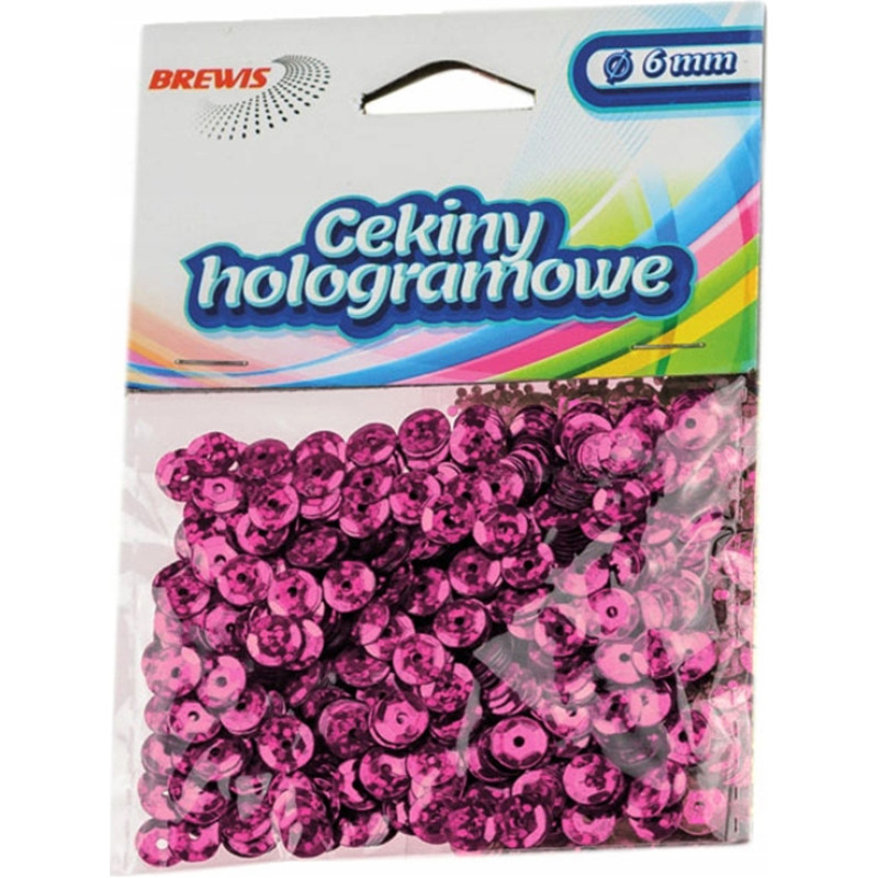 CEKINY HOLOGRAMOWE 6mm - RÓŻOWY