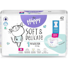 HAPPY NEWBORN autiņbiksītes 1. izmērs (2-5 kg), 42 gab. BB-054-NB42-W01