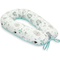 Ankras Pillow to feeding  - MULTIFUNCTIONAL TYPE V - COTTON - size 170 cm - ANIMALS / ROZETA - MINT