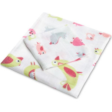 Sensillo BAMBOO DIAPERS SET 30x35 75x75 PINK BIRDS