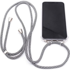 Evelatus Samsung A40s Case with rope Black Stripes Transparent