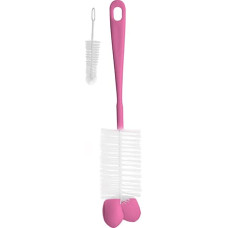 BABYONO Birste pudeļu un knupīšu mazgāšanai ar švammīti 720/02, pink