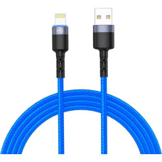 Tellur Data Cable USB to Lightning with LED Light, 3A 1.2m Blue